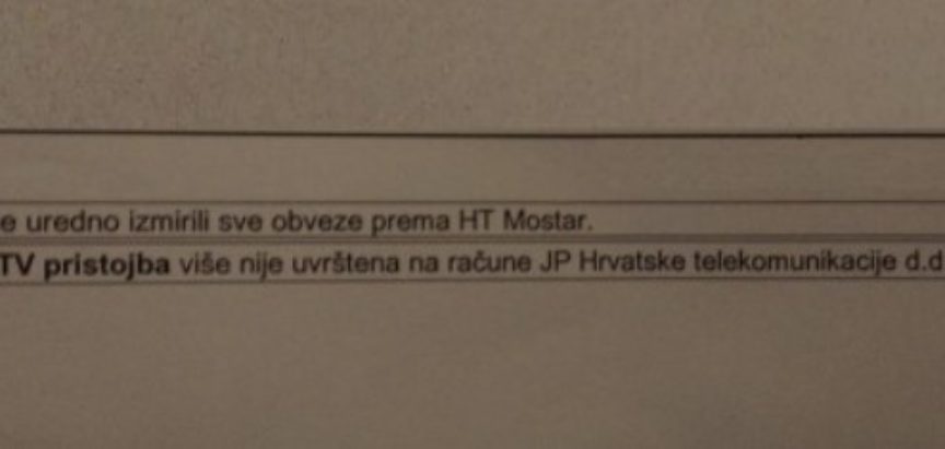 HT Mostar izbacio RTV pretplatu sa računa