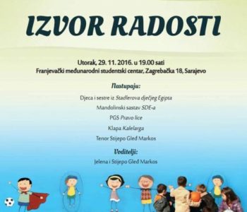 NAJAVA: Humanitarni koncert i izložba za djecu Stadlerova dječjeg Egipta u Sarajevu