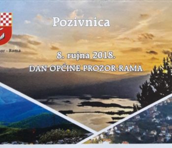 Program obilježavanja Dana općine Prozor-Rama, 8. rujna 2018.g.
