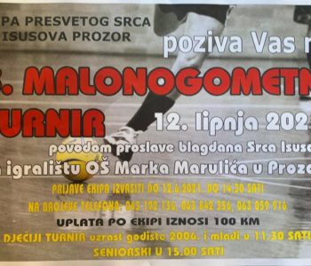 Najava: Malonogometni turnir u povodu patrona župe Prozor