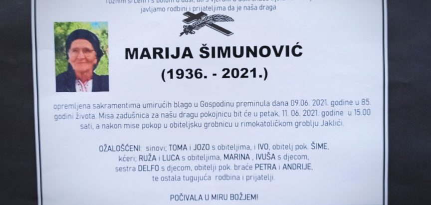 Marija Šimunović (1936.-2021.)