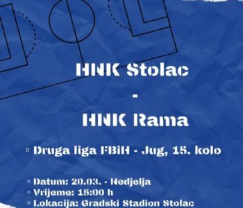 NAJAVA: Seniori i najmlađi nogometaši “Rame” protiv HNK “Stolac”