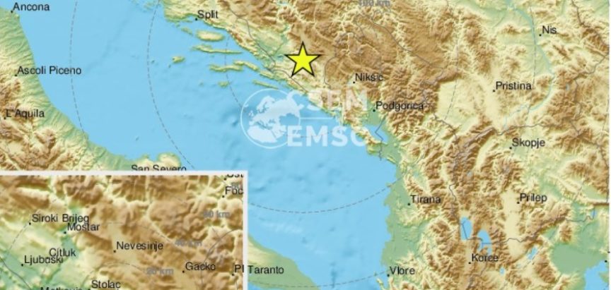 Potres procjenjene magnitude 5,8 u Istočnoj Hercegovini osjetio se i u Rami