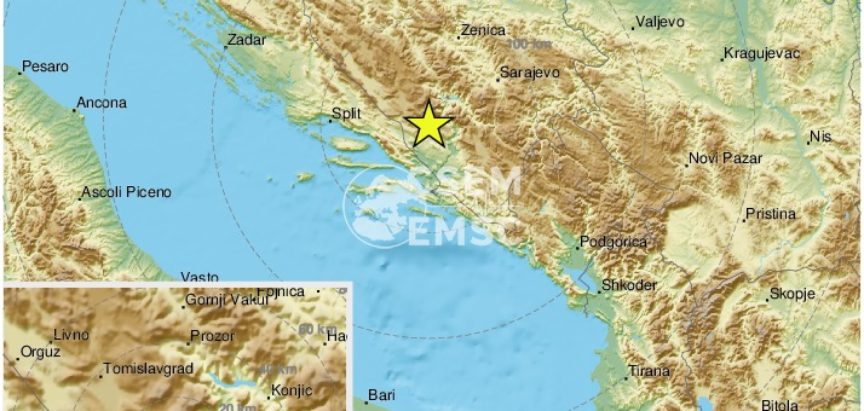 Potres procijenjene magnitude 4,6 kod Mostara