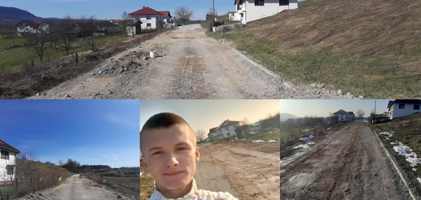 Dječak iz BiH popravlja rupetine na cesti