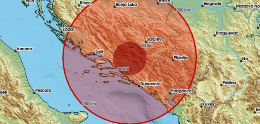 Snažan potres u Bosni i Hercegovini, epicentar kod Mostara