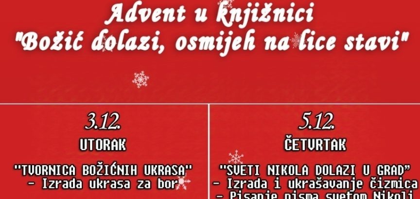 Narodna knjižnica “Rama” otvorila prijave za adventske radionice!