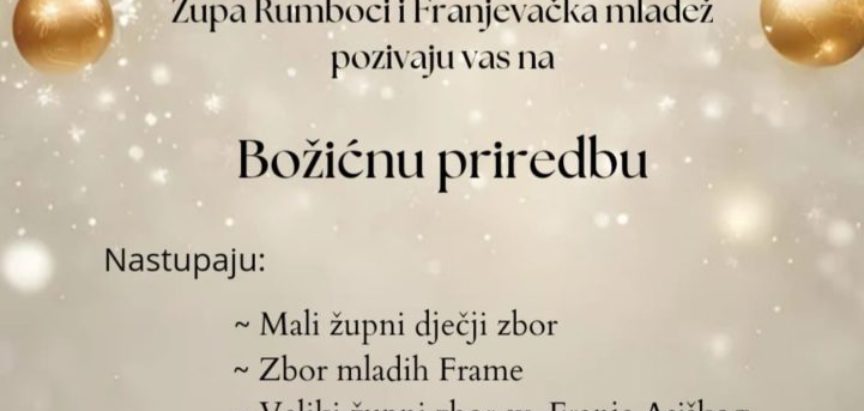 NAJAVA: Božićna priredba u župi Rumboci