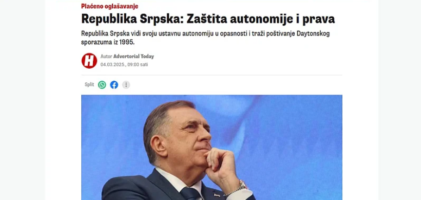 Dokaz da je Dodik “očajan”: Plaćeni članak o “zaštiti RS-a” osvanuo u austrijskim novinama