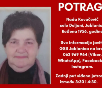 GSS Jablanica u potrazi za nestalom Nadom Kovačević