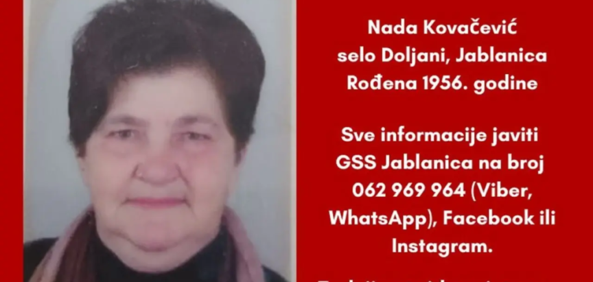 GSS Jablanica u potrazi za nestalom Nadom Kovačević