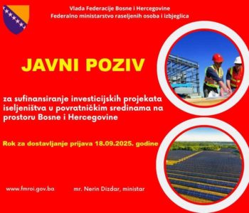 Javni poziv Federalnog ministarstva  raseljenih osoba i izbjeglica