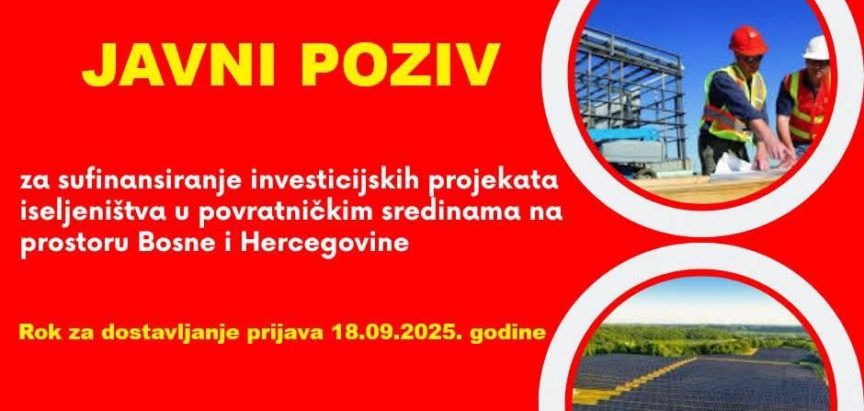 Javni poziv Federalnog ministarstva  raseljenih osoba i izbjeglica