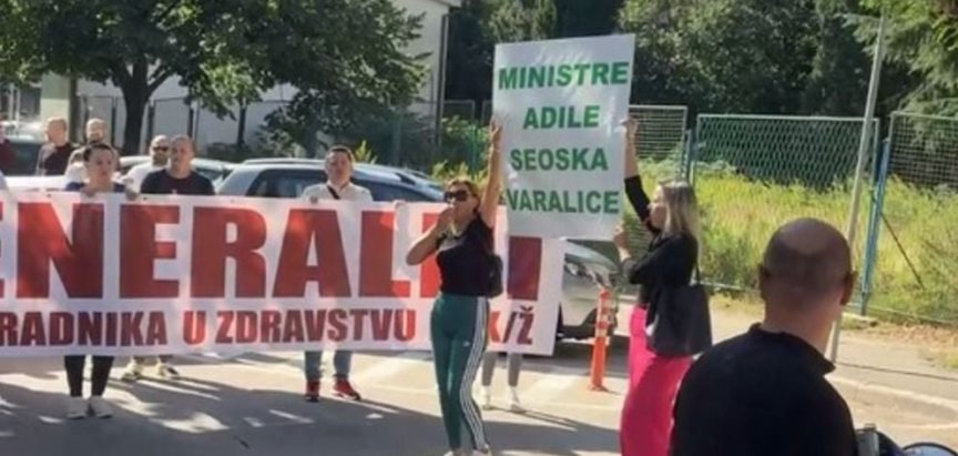 Masovni prosvjed zdravstvenih radnika u Mostaru