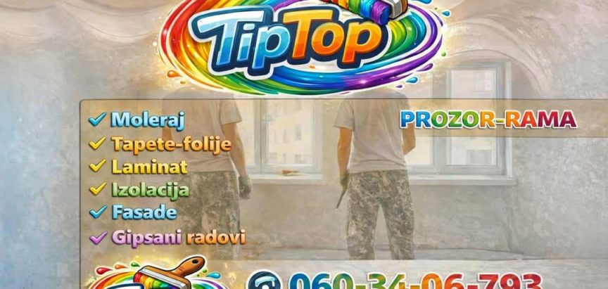 PROMO: TipTop – moleraj, tapete, izlolacije, fasade…