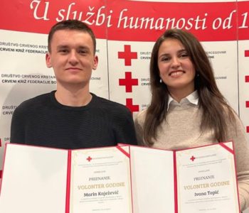 CRVENI KRIŽ FEDERACIJE BiH: Ivana Topić i Marin Knježević nagrađeni priznanjem Volonter godine