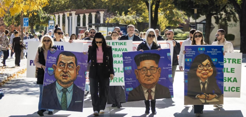 Uposleni u zdravstvu HNŽ-a u novoj prosvjednoj šetnji