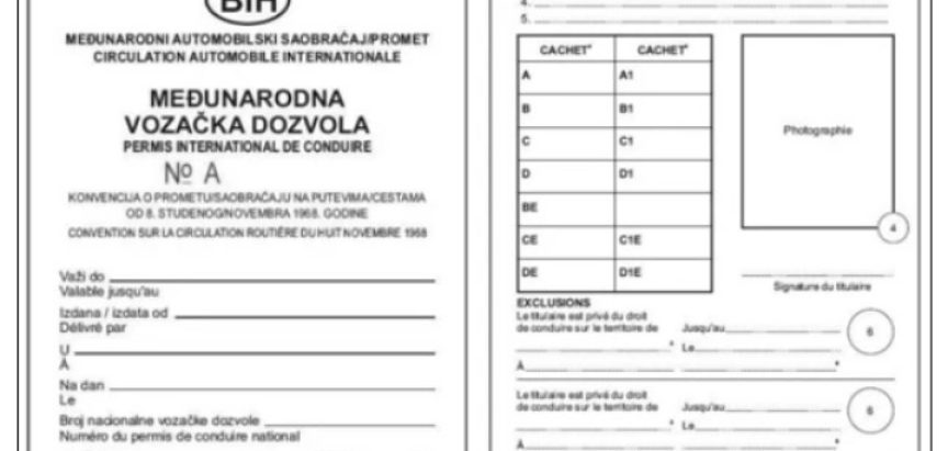 Što je potrebno za izdavanje međunarodne vozačke dozvole BiH